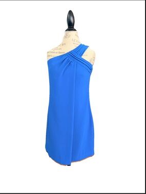 Trina Turk One Shoulder Blue Cocktail Dress Size 4 Summer Wedding Guest